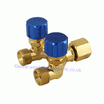Gas Regulator Twin outlet valve with taps 3/8 BSP